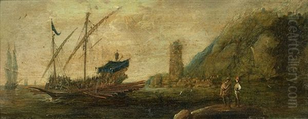 Kustenlandschaft Mit Galeere Oil Painting by Aert van Antum