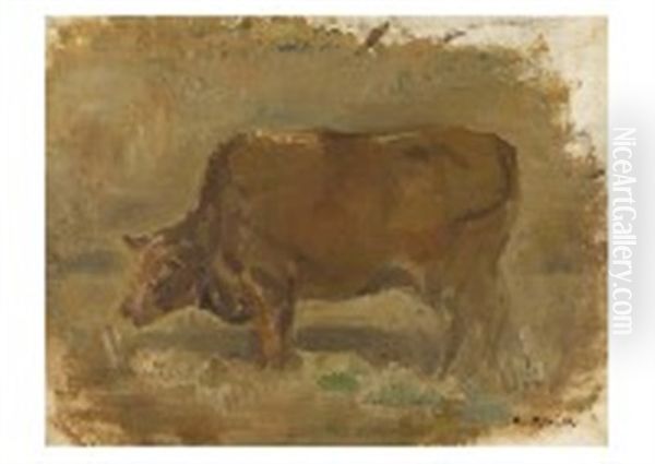 Cow Oil Painting by Kumaji Aoyama