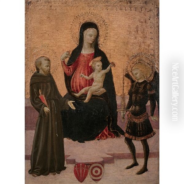 La Vierge Et L'enfant Entre Saint Francois Et Saint Michel Oil Painting by Apollonio di Giovanni