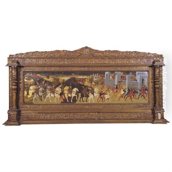 A Battle Before A Walled City, Perhaps The Siege Of Assisi Oil Painting by Apollonio di Giovanni