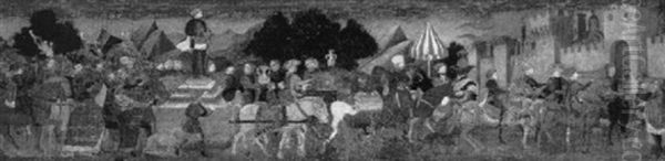 A Cassone Panel: A Triumphal Procession Of A Victorious     General Oil Painting by Apollonio di Giovanni