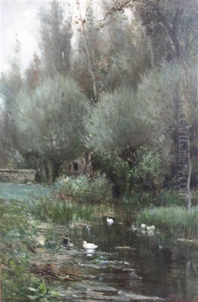 L'etang Aux Canards Oil Painting by Adolphe Appian