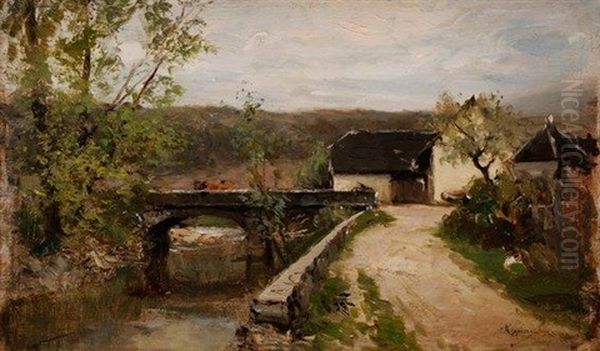 Le Pont De Cerverieux A Artemare Oil Painting by Adolphe Appian