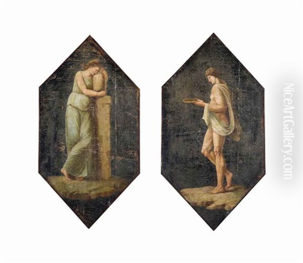 A Vestal And A Classical Figure (pair) Oil Painting by Andrea, the Elder Appiani