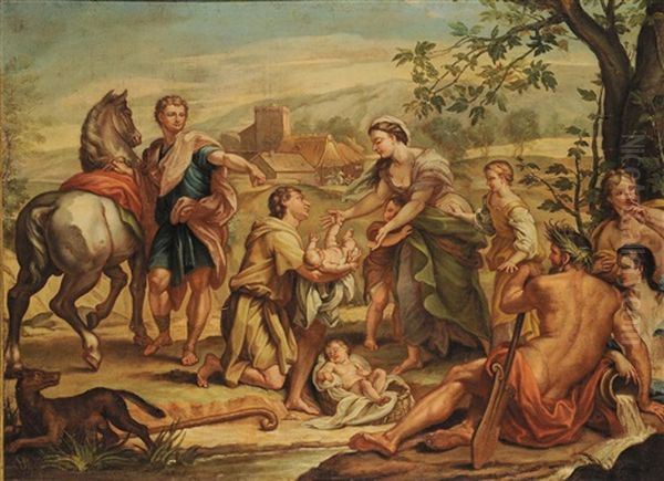 Scene Mitologiche (pair) Oil Painting by Andrea, the Elder Appiani