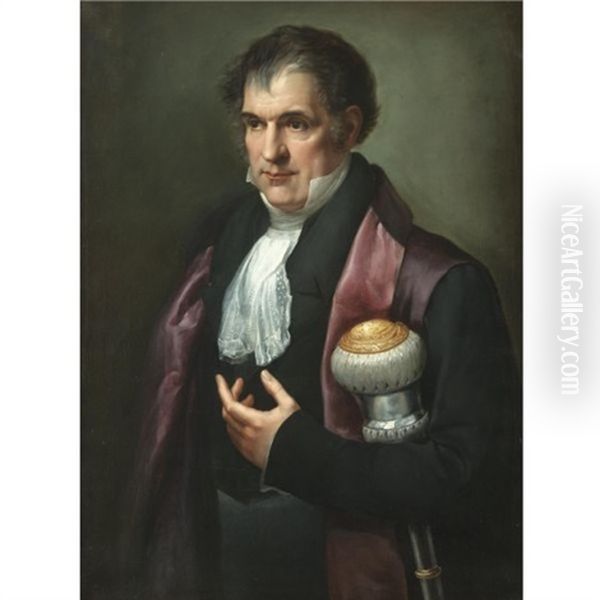 Portrait Of A Dignitary Holding A Mace Of Office Oil Painting by Andrea, the Elder Appiani