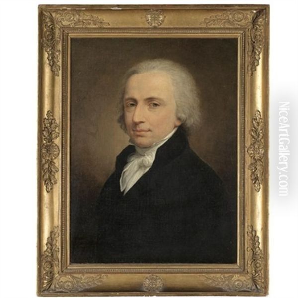 Portrait Of A Gentleman, Half Length, Wearing A Black Jacket Oil Painting by Andrea, the Elder Appiani