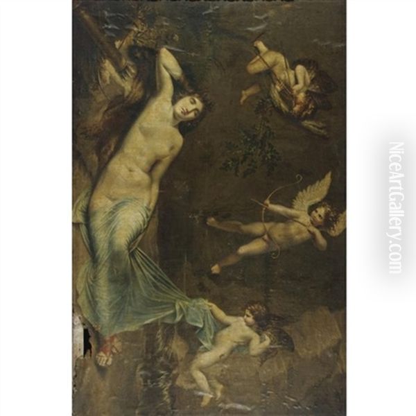 Diana Resting After The Hunt With Cupid And Putti Oil Painting by Andrea, the Elder Appiani