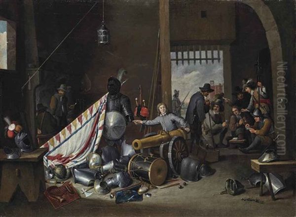 Un Corps De Garde Oil Painting by Thomas Van Apshoven