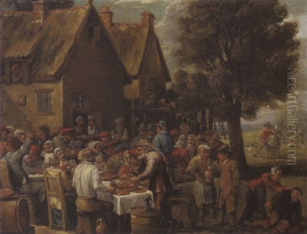 Feiernde Bauern Vor Einem Wirtshaus Oil Painting by Thomas Van Apshoven