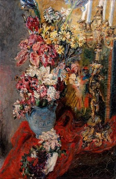 Bouquet De Fleurs Au Chandelier Oil Painting by Alexis Paul Arapov