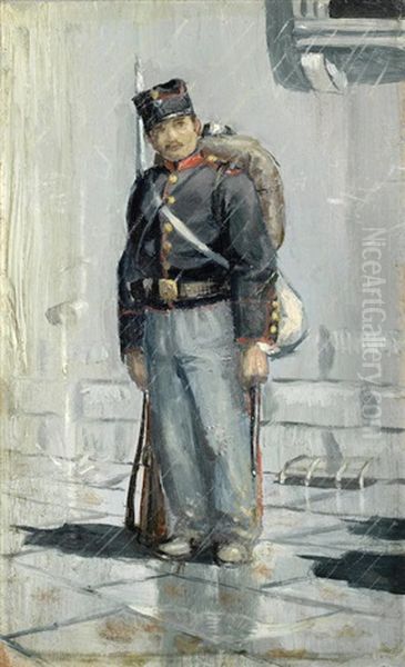 Military Figure Oil Painting by Panos Aravantinos