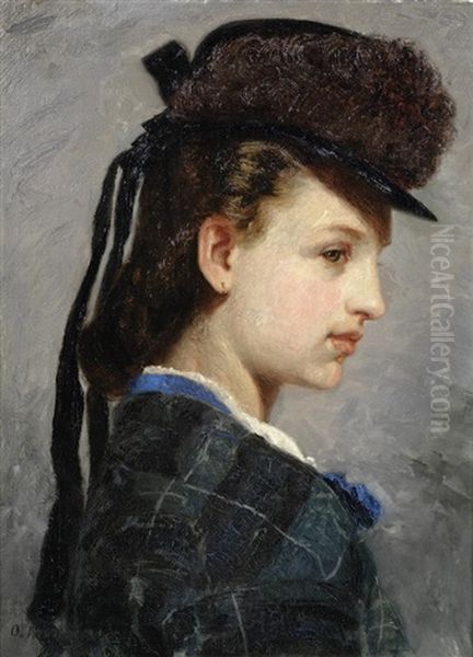 Portrait Of A Young Girl Oil Painting by Olof Arborelius