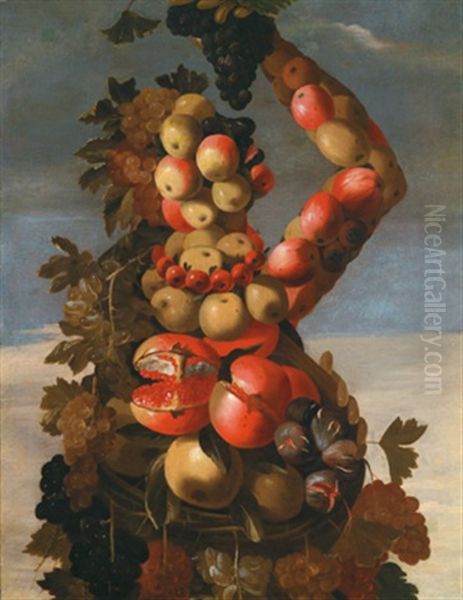 Der Traubenesser, Allegorie Des Herbstes - Il Mangiatore D'uva, Allegoria D'autunno Oil Painting by Giuseppe Arcimboldo