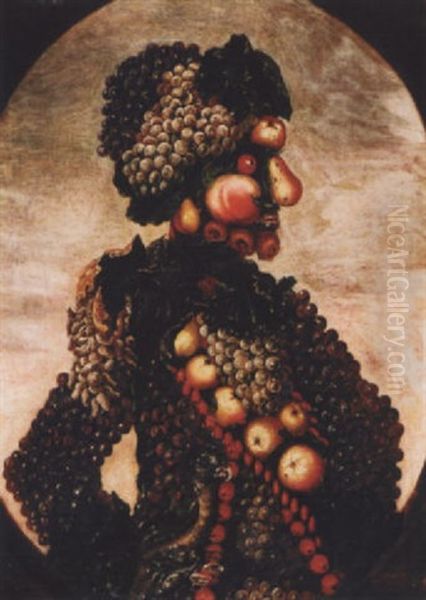 Allegorie Des Herbstes - Aus Fruchten Gebildete Mannliche Gestalt Oil Painting by Giuseppe Arcimboldo