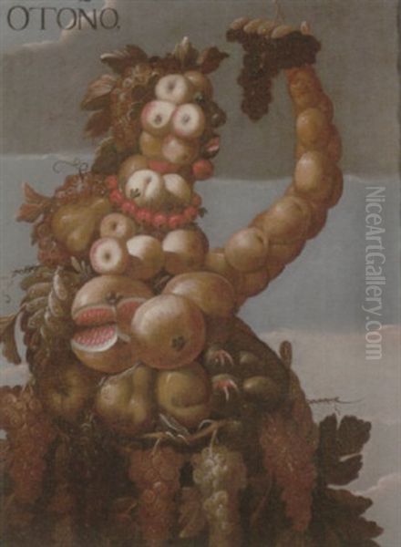 An Anthropomorphic Figure Of Autumn Oil Painting by Giuseppe Arcimboldo