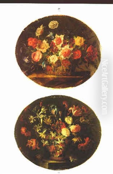 Bodegon Con Cesta De Flores Oil Painting by Juan De Arellano