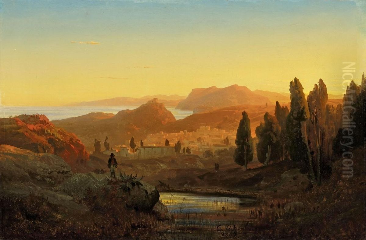 Italienischelandschaft Oil Painting by Andreas Achenbach