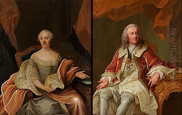 Portratt Av Riksradet Greve Gabriel Von Seth (+ Portratt Av Hans Maka Anna Margareta, F. Lilliecreutz; Pair) Oil Painting by Olof Arenius