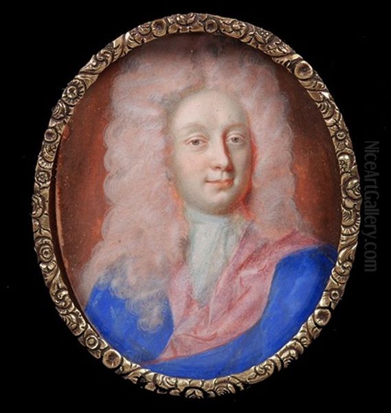 Portrait D'homme Au Manteau Bleu Oil Painting by Benjamin Arlaud