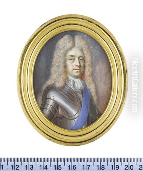 James Butler, 2nd Duke Of Ormonde Kg Kt, Wearing Armor, White Stock And Lace Cravat, Blue Sash Of The Order Of The Garter, Long Curled Wig Oil Painting by Benjamin Arlaud
