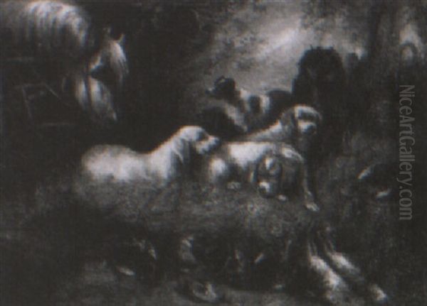 Terriers Waiting By The Day's Bag Oil Painting by Edward Armfield