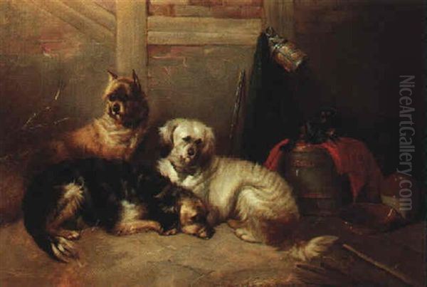 Recumbent Dogs Oil Painting by George Armfield