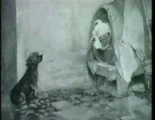 Left Out In The Rain Oil Painting by George Armfield