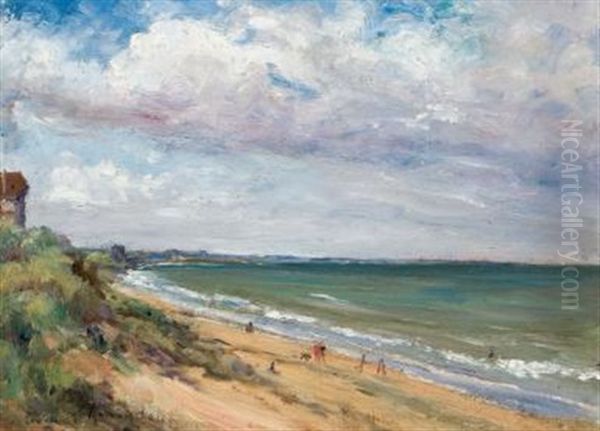 Beach Scene Oil Painting by Frank Milton Armington
