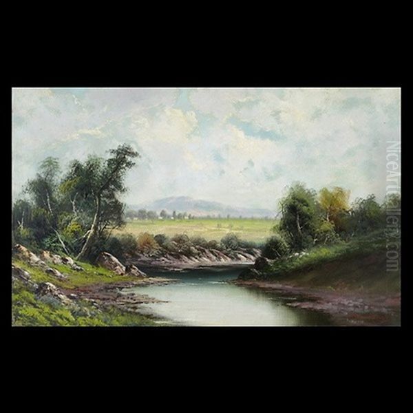 Riverbed Landscape Oil Painting by William Weaver Armstrong