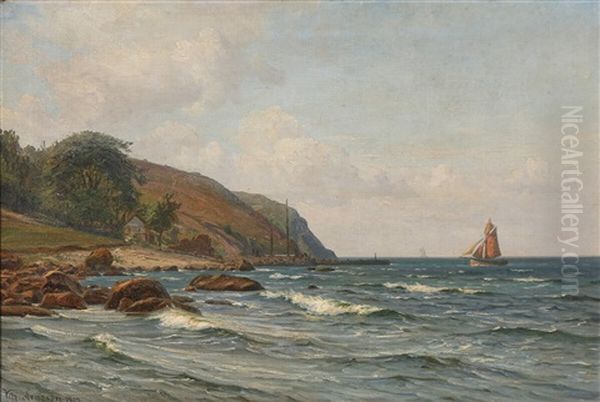 View From The Fishing Village Vang On Bornholm Oil Painting by Vilhelm Karl Ferdinand Arnesen