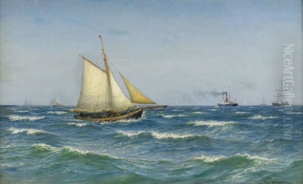 Fartyg Till Havs Oil Painting by Vilhelm Karl Ferdinand Arnesen