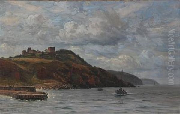 Hammershus Ruiner Set Fra Soen Oil Painting by Vilhelm Karl Ferdinand Arnesen