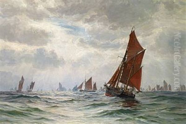 Engelske Trawlfiskere Paa Doggers Bank I Nordsoen Oil Painting by Vilhelm Karl Ferdinand Arnesen
