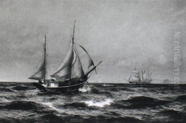 Marine Med Skibe Ud For Kullen Oil Painting by Vilhelm Karl Ferdinand Arnesen