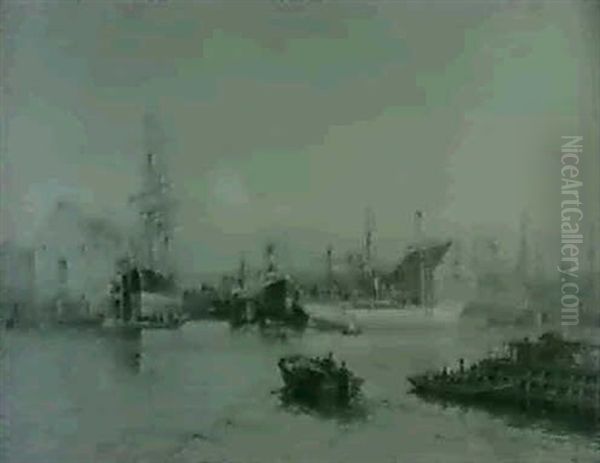 Christianshavns Kanal, Sommerdag Oil Painting by Vilhelm Karl Ferdinand Arnesen