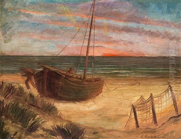 O.t. (ankommende Fischer) Oil Painting by Clara Arnheim