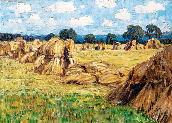 Haystacks Oil Painting by Carl Arp