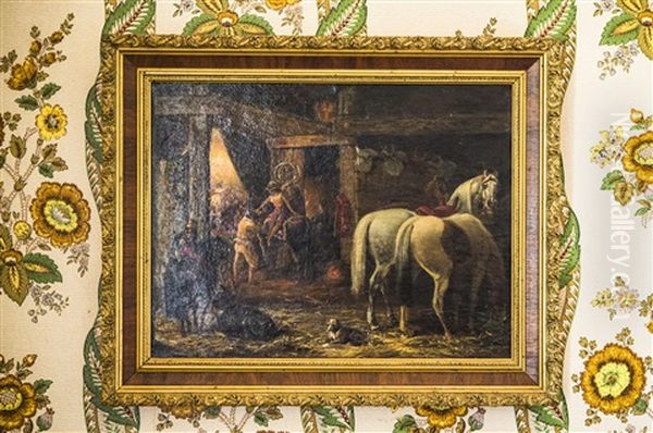 Ett Cirkusstall Oil Painting by Johan Georg Arsenius