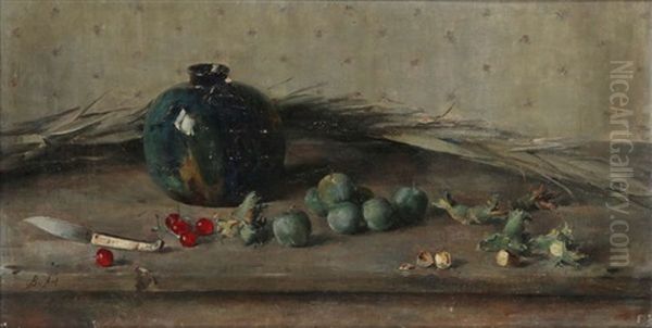 Stilleven Met Kruik En Fruit Op Entablement Oil Painting by Berthe Art