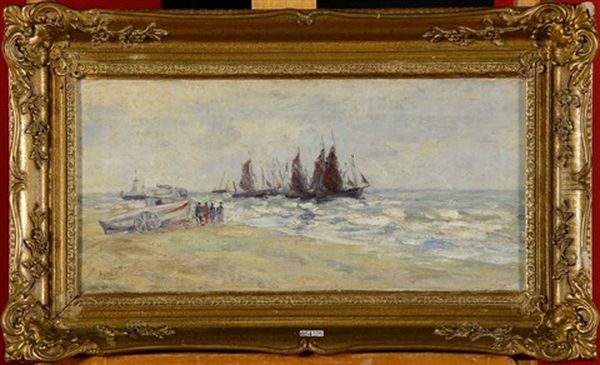Le Depart Pour La Peche Oil Painting by Louis Artan De Saint-Martin