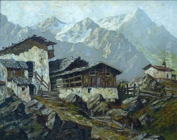 Alte Muhle Im Obersten Inntal Oil Painting by Otto Ackermann-Pasegg