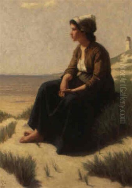 A Girl In The Dunes Oil Painting by David Adolf Constant Artz