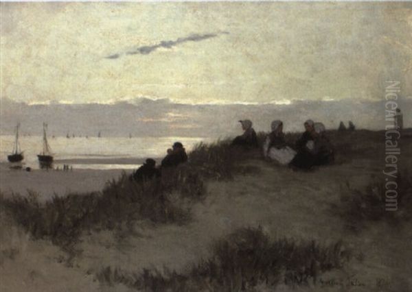 Fisherfolk On The Dunes Oil Painting by David Adolf Constant Artz