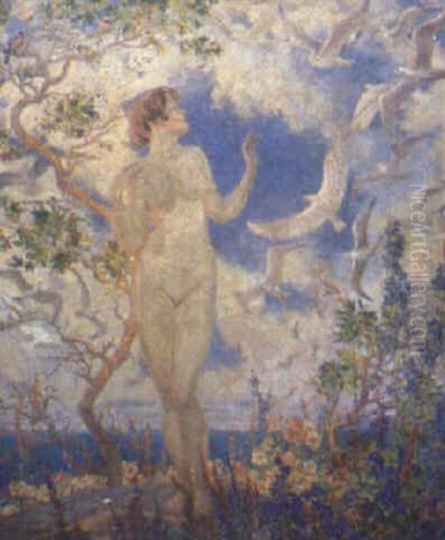 Seagulls Oil Painting by Nicholas D' Ascenzo