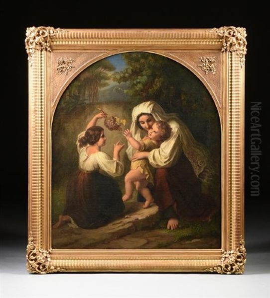 Maidens With Child Oil Painting by Louis Asher