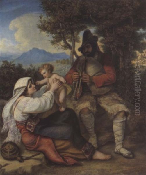 Italienische Bauernfamilie Oil Painting by Louis Asher