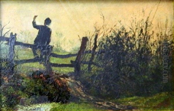 Waiting On The Fence 188(9)6 Oil Painting by Julian Ashton