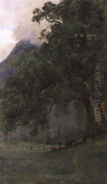 Australian Pastoral With Cattle Oil Painting by Julian Ashton