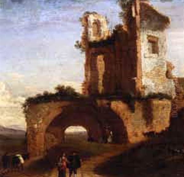 Ruins Of An Imperial Tomb In The Roman Campagna Oil Painting by Jan Asselijn